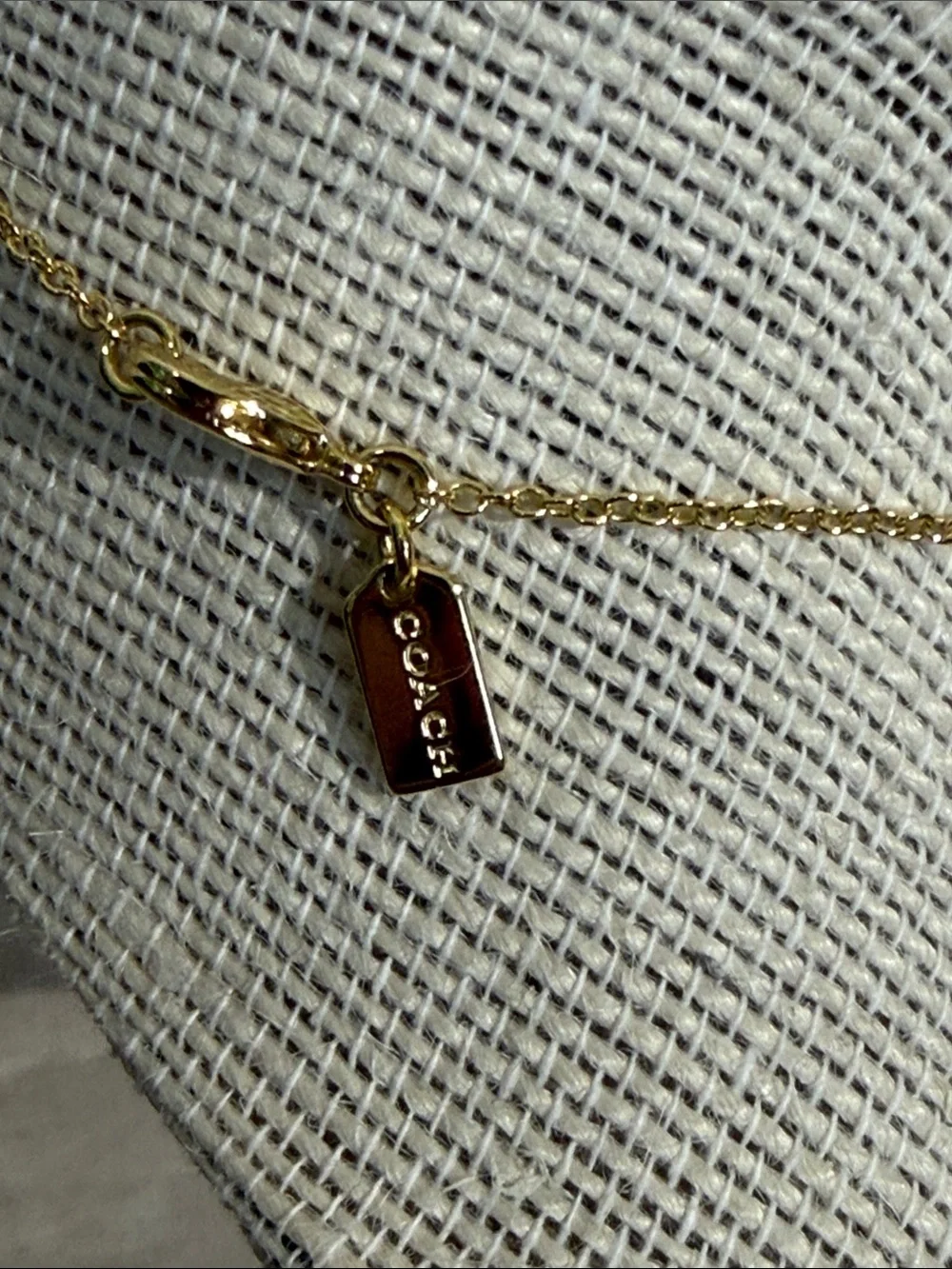 COACH Gold Tone Double Heart Locket Necklace